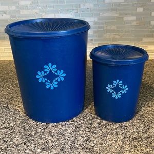 Vintage Blue tupperware canisters